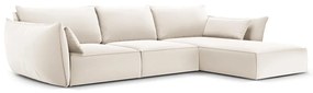 Divano angolare beige (con penisola a destra/con chaise lounge) con rivestimento in velluto Vanda – Mazzini Sofas