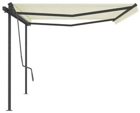 Tenda da Sole Retrattile Manuale con Pali 5x3 m Crema