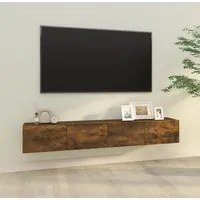 Mobili TV da Parete 2pz Rovere Fumo 100x30x30 Legno Multistrato 820466