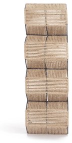 Kave Home - Portabottiglie da parete Francina in metallo nero e juta finitura naturale 17,5 x 56 cm