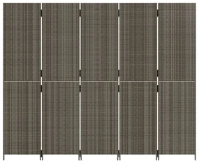 Divisorio per ambienti a 5 pannelli grigio in polyrattan