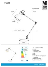 Markslöjd 107738 - Lampada da tavolo HOUSE 1xE27/40W/230V
