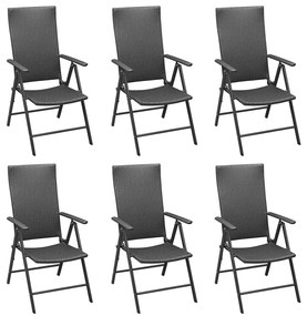 Set da pranzo da giardino 7 pz nero in polyrattan