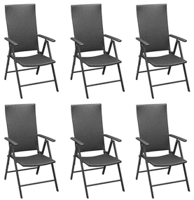 Set da pranzo da giardino 7 pz nero in polyrattan