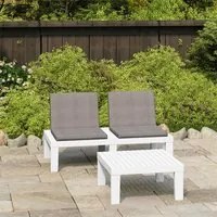 Set Divani da Giardino con Cuscini 2 pz in Plastica Bianco 315852