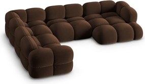 Divano angolare marrone scuro (con penisola a sinistra/a U) con rivestimento in velluto Loretto – Cosmopolitan Design