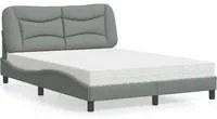 Letto con Materasso Grigio Chiaro 140x190cm Tessuto 3208527