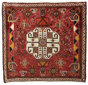 Shiraz Tappeto 70 x 60 Rosso (Iran) Annodato A Mano