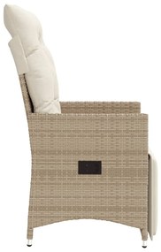 Sedie reclinabili da giardino 2pz con cuscini beige polyrattan