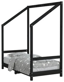 Giroletto per bambini nero 70x140 cm in legno massello di pino