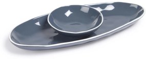 Kave Home - Set Pontis di 2 piatti fondi in porcellana blu