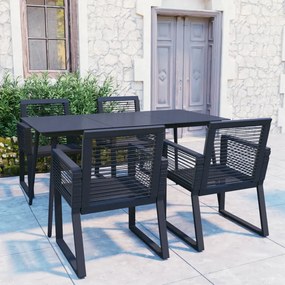 Set da pranzo da giardino 5 pz in rattan pvc nero