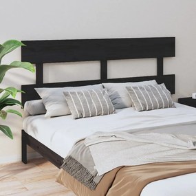 Testiera Per Letto Nera 164x3x81 Cm İn Legno Massello Di Pino /