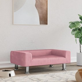 Lettino Per Cani Rosa 70x45x26,5 Cm İn Velluto /