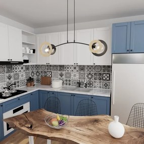 Lampadario a sospensione con filo SKIVA 2xE27/15W/230V nero/beige