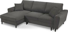 Divano angolare grigio scuro allungabile e con contenitore (con penisola a sinistra/con chaise lounge) con rivestimento in velluto a coste Kyoto – Cosmopolitan Design