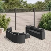 Set Divani da Giardino 9 pz con Cuscini Nero in Polyrattan 3308427