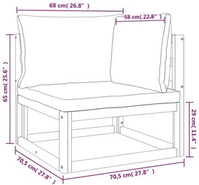 Set Salotto da Giardino 6pz con Cuscini Tortora Legno Massello