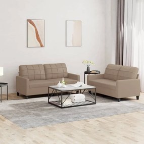 Set Di Divani 2 Pz Con Cuscini Cappuccino İn Similpelle /