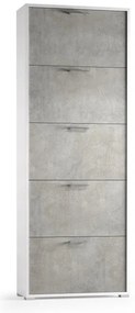 Scarpiera 5 ante a ribalta singola prof L 67 x H 184 x P 18 cm 15 paia, bianco