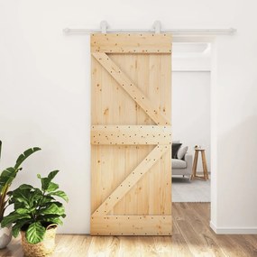 Porta Scorrevole Con Set Hardware 85x210 Cm Legno Massello Pino /