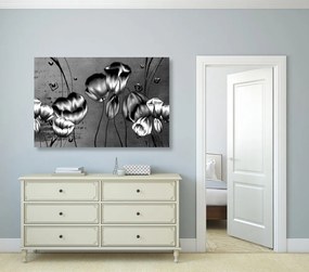 Stampa su tela – Papaveri in stile etnico in bianco e nero