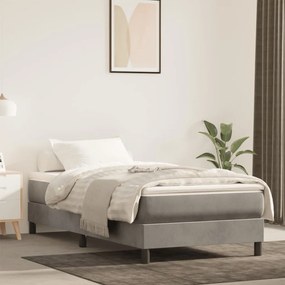 Materasso A Molle Grigio Chiaro 100x220x20 Cm İn Velluto /