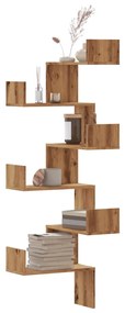 Scaffale Angolare Muro Rovere Artigianale 45x45x147 Cm Legno /