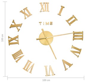 Orologio da Parete 3D Design Moderno Oro 100 cm XXL