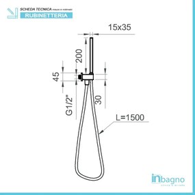 Set doccia incasso Kubo nero opaco con soffione a muro 25x52 e kit doccia