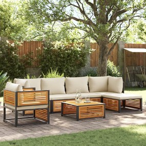 Set divano da giardino 7 pz con cuscini legno massello acacia