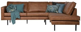 Divano angolare marrone (con penisola a destra/a L) con rivestimento in finta pelle Rodeo – WOOOD