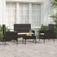 Set Divani da Giardino 4 pz con Cuscini Nero in Polyrattan 319496