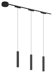 Sistema di illuminazione su binario moderno con 3 luci a sospensione nere monofase - Magnetic Cassie