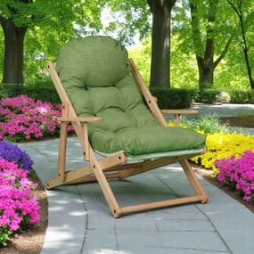 Poltrona in legno pieghevole 3 posizioni - cuscino tessuto Pea