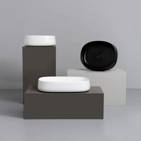 Lavabo da appoggio 50 cm ovale in ceramica bianco opaco   Milos