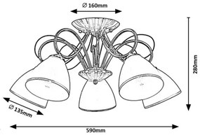 Brilagi - Lampadario a plafone FRED 5xE27/60W/230V Ø 59 cm finitura bronzata