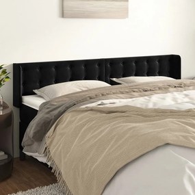 Testiera Ad Orecchio Nera 183x16x78/88 Cm İn Velluto /
