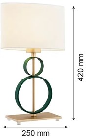 Argon 8317 - Lampada da tavolo PERSEO 1xE27/15W/230V 42 cm crema/verde
