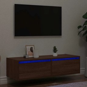 Mobile Porta Tv Con Luci Led Rovere Marrone 100x35,5x25 Cm /