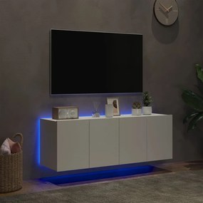 Mobili tv a parete con luci led 2pz bianchi 60x35x41 cm