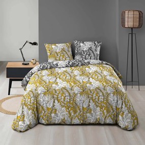 Biancheria da letto matrimoniale in microfibra gialla 240x220 cm Calaos - douceur d'intérieur