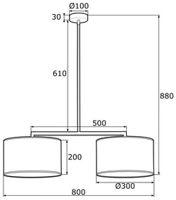 Argon 0899 - Lampadario su palo KARIN 2xE27/15W/230V nero