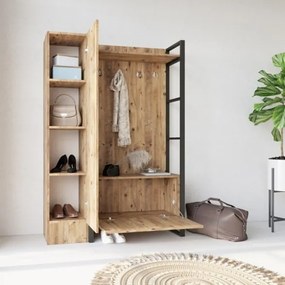 Mobile Ingresso Con Scarpiera Appendiabiti E Specchio Stile Industrial Fiona SX