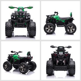 Quad per Bambini Elettrico 12V con Fari e Batteria Ricaricabile, Età 3-5 Anni, 100x65x73cm, Verde...