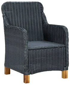 Sedie da giardino con cuscini 2 pz in polyrattan grigio scuro