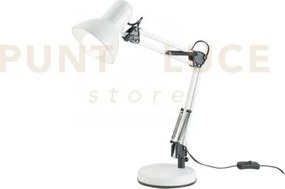 Lampada da lettura architetto bianca con base di appoggio e fissagg...