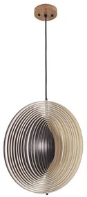 Lampadario in legno sospeso con cavo 1xE27/60W/230V Ø 43,5 cm massello/impiallacciatura/legno di caucciù (Hevea)