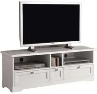 Porta tv 3 cassetti in legno arte povera bianco opacol.139 p.40 h.51