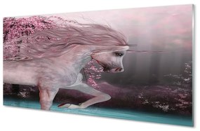 Quadro vetro Lago dell'albero dell'unicorno 100x50 cm